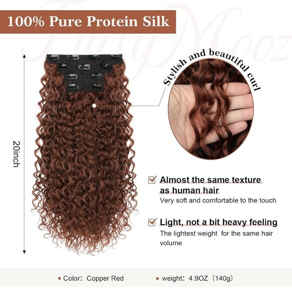 Clip In Hair Extensions 100% Silk Human Hair 20 Inch Curly Natural Women main image 5